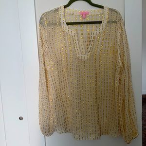 Lily Pulitzer gold and cream blouse